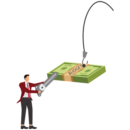 Businessman Cutting Budget  Illustration