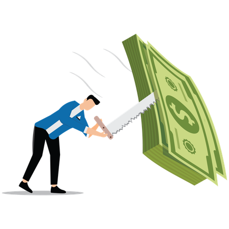 Businessman cutting budget  Illustration