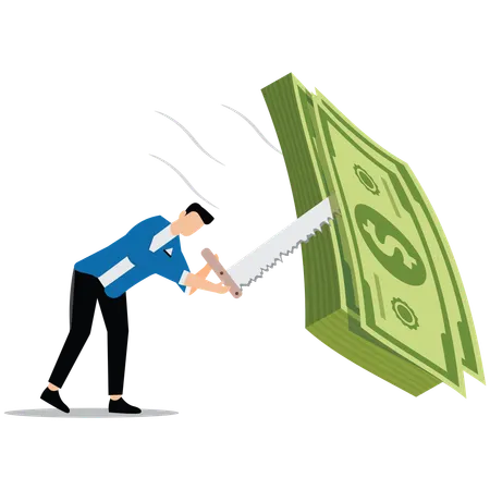 Businessman cutting budget  Illustration