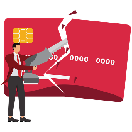 Businessman cutting credit card  Illustration