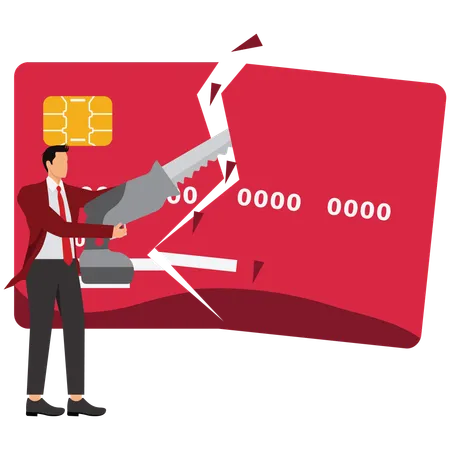 Businessman cutting credit card  Illustration