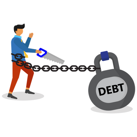 Businessman cutting debt  Illustration