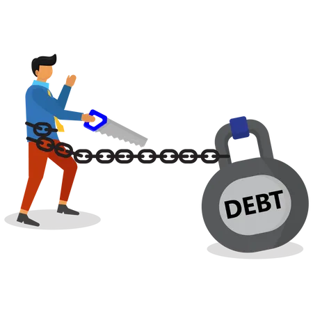 Businessman cutting debt  Illustration