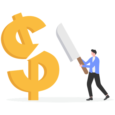 Businessman cutting dollar sign  Illustration