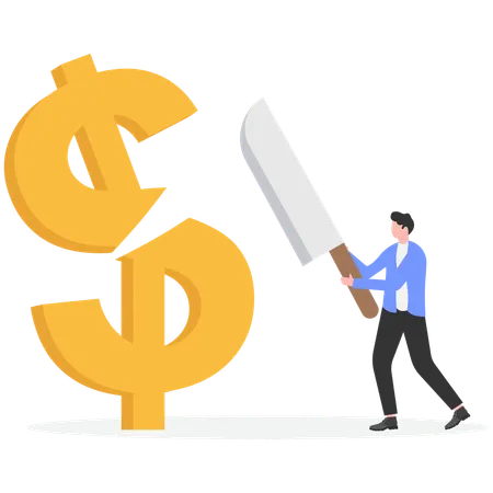 Businessman cutting dollar sign  Illustration