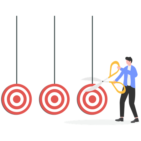 Businessman cutting down business targets  Illustration