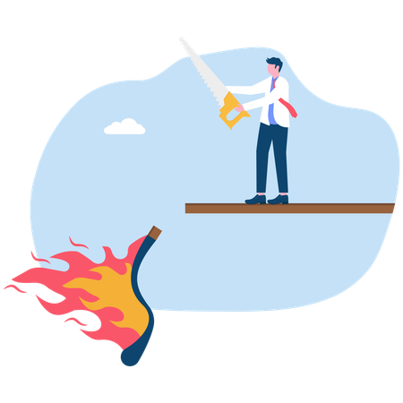 Businessman cutting down fire  Illustration