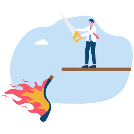 Businessman cutting down fire  Illustration