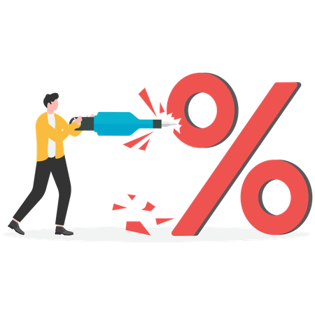 Businessman cutting down percentage  Illustration