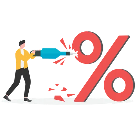 Businessman cutting down percentage  Illustration