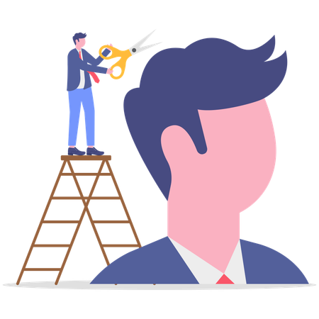 Businessman Cutting hairs  Illustration