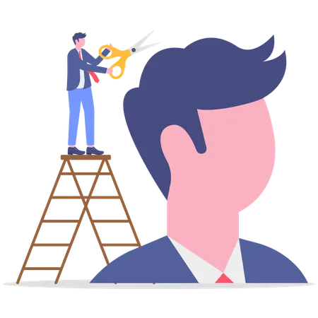 Businessman Cutting hairs  Illustration