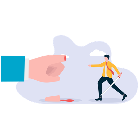 Businessman cutting hand finger using sword  Illustration