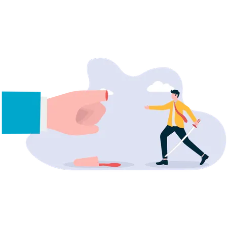 Businessman cutting hand finger using sword  Illustration