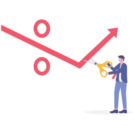 Businessman cutting inflation rate  Illustration