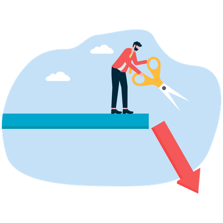 Businessman cutting loss graph  Illustration