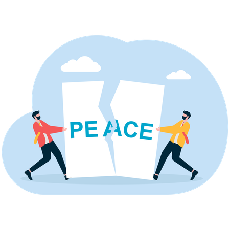 Businessman cutting peace contract  Illustration