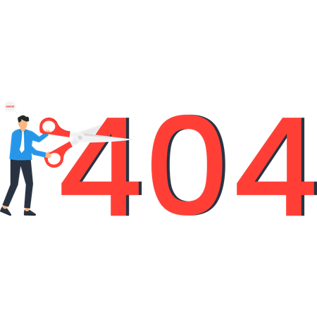 Businessman Cutting Red Numbers with Scissors  Illustration