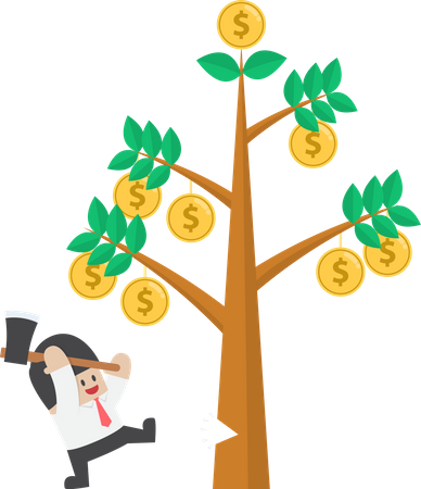 Businessman cutting tree of money  Illustration