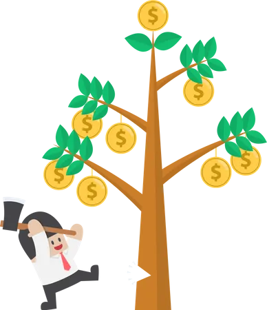 Businessman cutting tree of money  Illustration