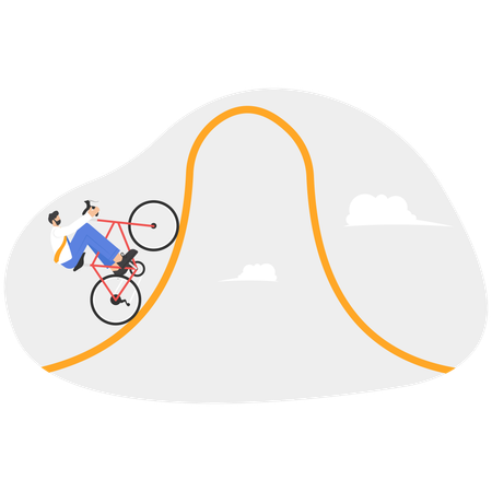 自転車に乗って昇進するビジネスマン  イラスト