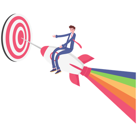 Businessman dart on target goal  Illustration
