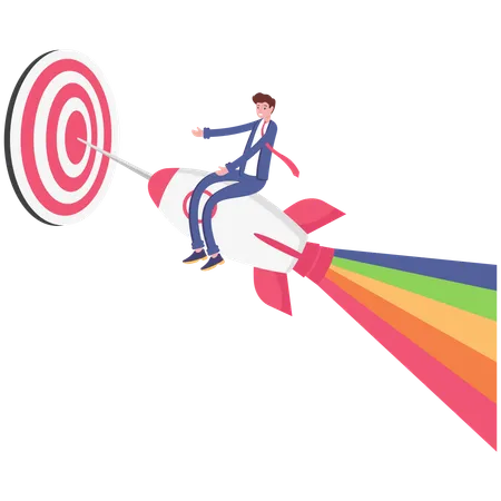 Businessman Dart On Target Goal Vector Illustration Cartoon Illustration