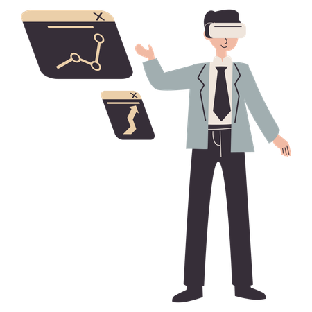 Businessman data analysis virtual reality  Illustration