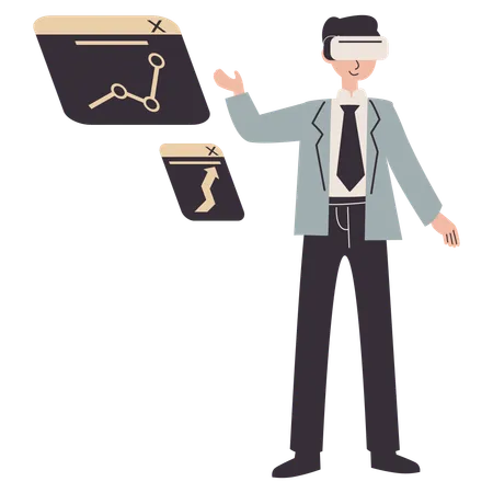 Businessman data analysis virtual reality  Illustration