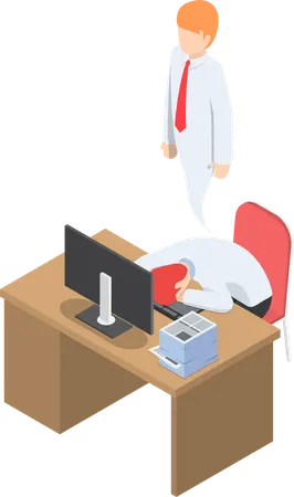 Businessman dead due to over workload  Illustration