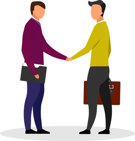 Businessman Handshake Flat Vector Illustration Business Partners Investors Entrepreneurs Making Deal Isolated Cartoon Characters Employee With Employer Successful Partnership Employment Concept Illustration