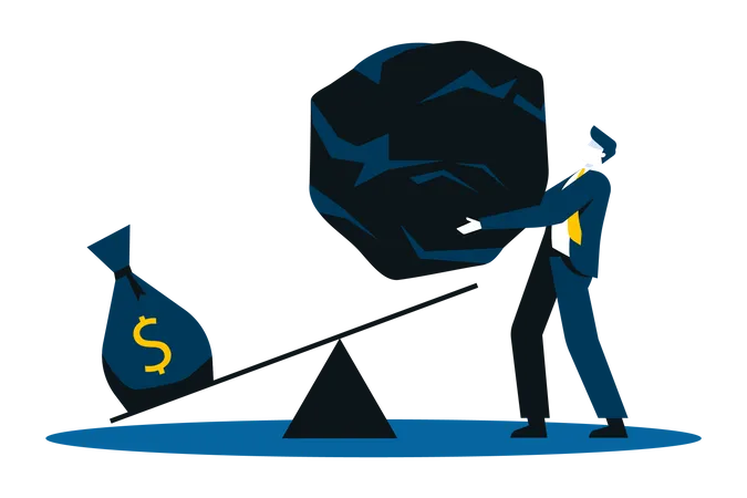 Businessman dealing with debt  Illustration