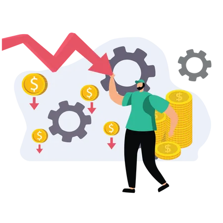 Businessman dealing with economic recession  Illustration