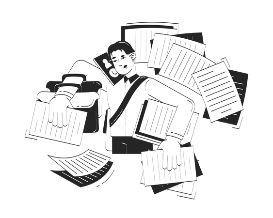 Businessman dealing with multiple tasks  Illustration