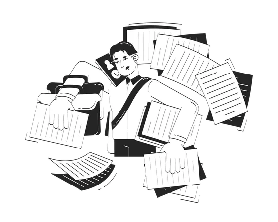 Businessman dealing with multiple tasks  Illustration