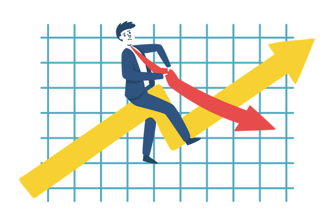 Businessman dealing with stock loss  Illustration