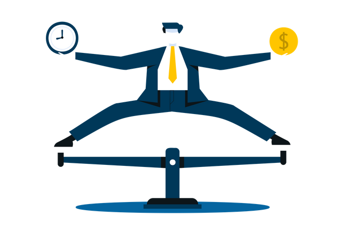Businessman dealing with time and money Illustration