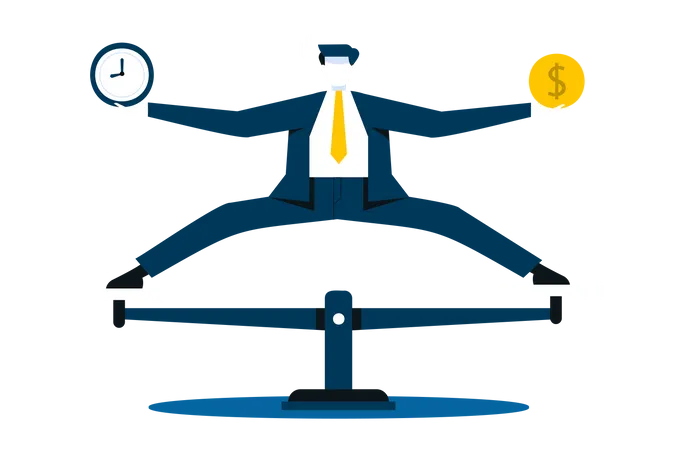 Businessman dealing with time and money Illustration