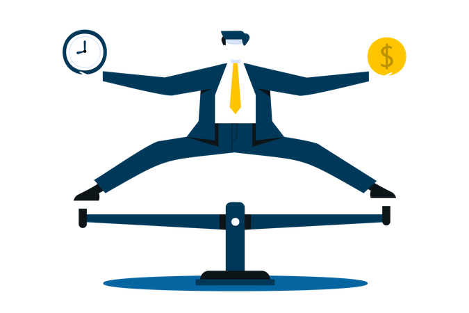 Businessman dealing with time and money  Illustration