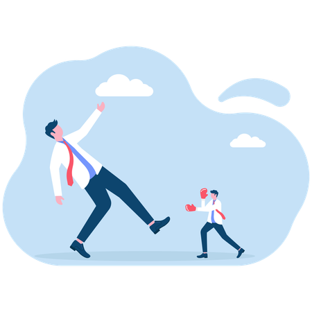 Businessman defeating business competitors  Illustration