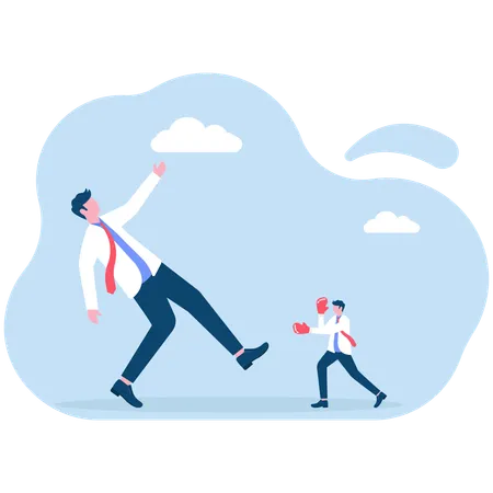 Businessman defeating business competitors  Illustration