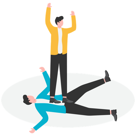 Businessman defeating competitors  Illustration