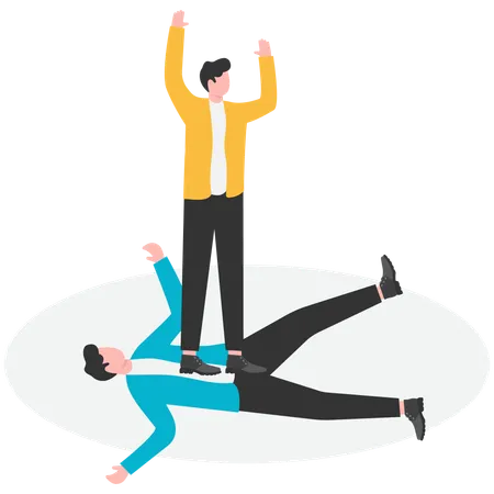 Businessman defeating competitors  Illustration