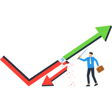 Businessman Defeating Recession Trend Growth Chart Success Strategy  Illustration