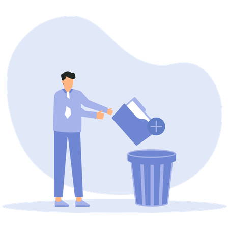 Businessman Delete and moving unnecessary files to trash  Illustration