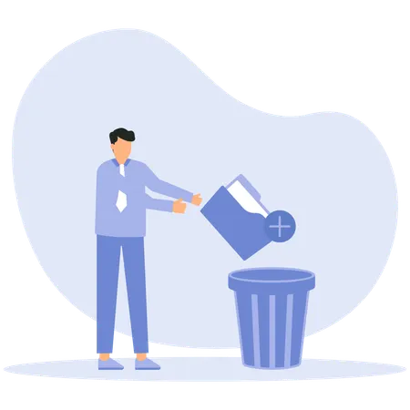 Businessman Delete and moving unnecessary files to trash  Illustration