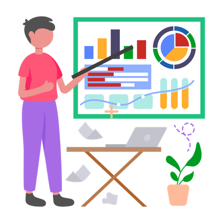 Businessman Deliver office presentations confidently  Illustration