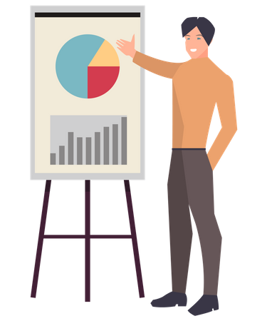 Businessman demonstrates results of statistical research  Illustration