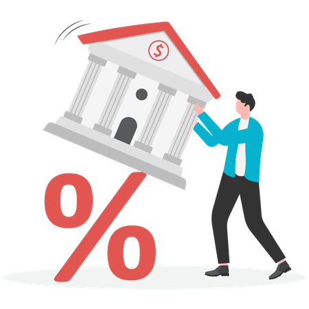 Businessman Deposit interest rates have decreased  Illustration