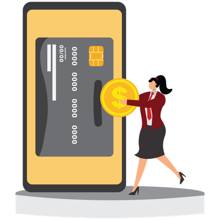 Businessman depositing money in bank  Illustration